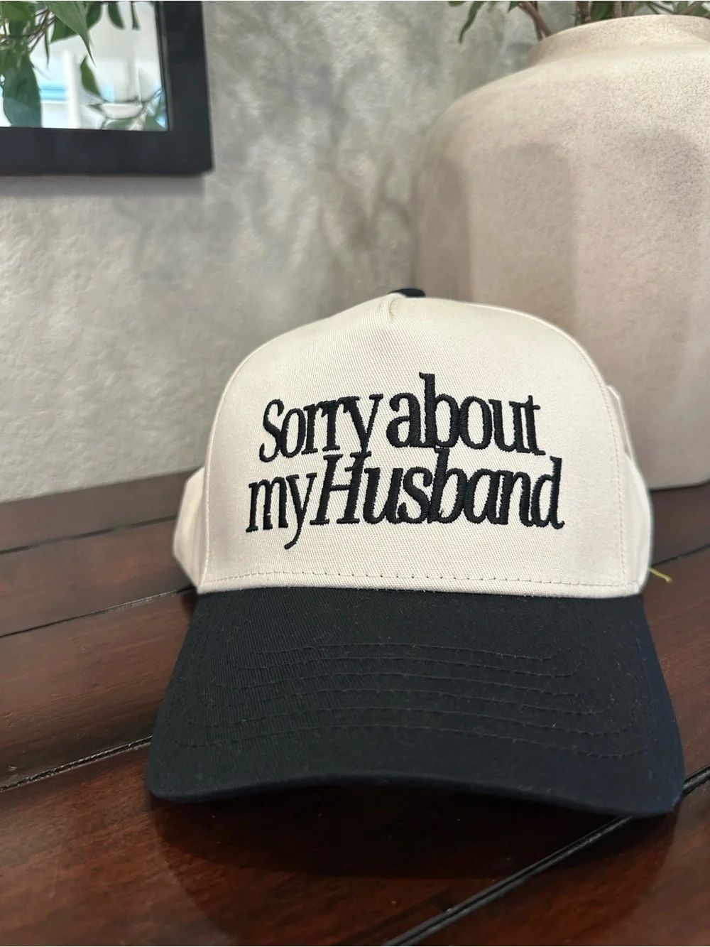 Altar'd State Two-Tone 'Sorry About My Husband' Cap - Cream & Black
